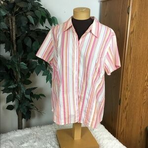 Venezia 18/20 short sleeve stripe button down blouse